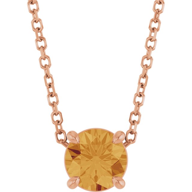 14K Rose 5.5 mm Natural Citrine 16-18" Necklace