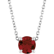 Sterling Silver 5.5 mm Natural Mozambique Garnet 16-18" Necklace