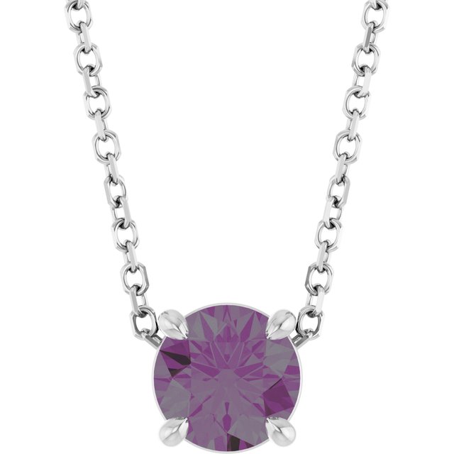 Sterling Silver 5.5 mm Lab-Grown Alexandrite 16-18" Necklace