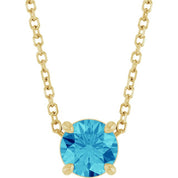 14K Yellow 5.5 mm Natural Blue Zircon 16-18" Necklace