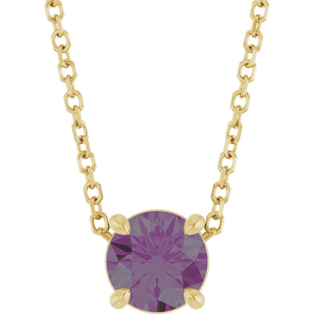 14K Yellow 5.5 mm Lab-Grown Alexandrite 16-18" Necklace