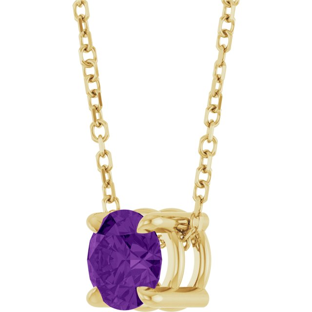 14K Yellow 5.5 mm Natural Amethyst 16-18" Necklace