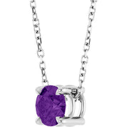 Platinum 5.5 mm Natural Amethyst 16-18" Necklace