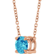 14K Rose 5.5 mm Natural Blue Zircon 16-18" Necklace