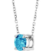 Sterling Silver 5.5 mm Natural Blue Zircon 16-18" Necklace