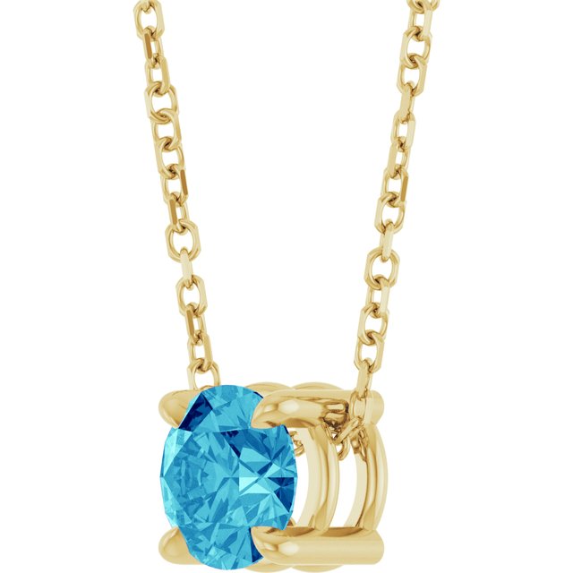 14K Yellow 5.5 mm Natural Blue Zircon 16-18" Necklace