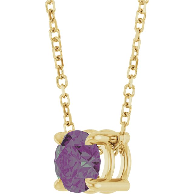 14K Yellow 5.5 mm Lab-Grown Alexandrite 16-18" Necklace