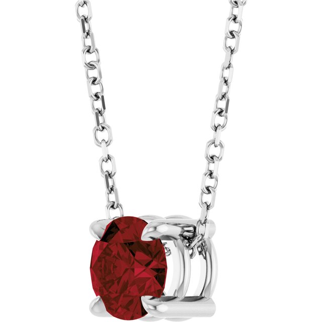 Platinum 5.5 mm Natural Mozambique Garnet 16-18" Necklace