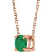 14K Rose 5.5 mm Lab-Grown Emerald 16-18" Necklace