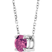 Sterling Silver 5.5 mm Natural Pink Tourmaline 16-18" Necklace