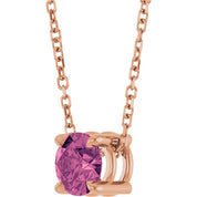 14K Rose 5.5 mm Natural Pink Tourmaline 16-18" Necklace