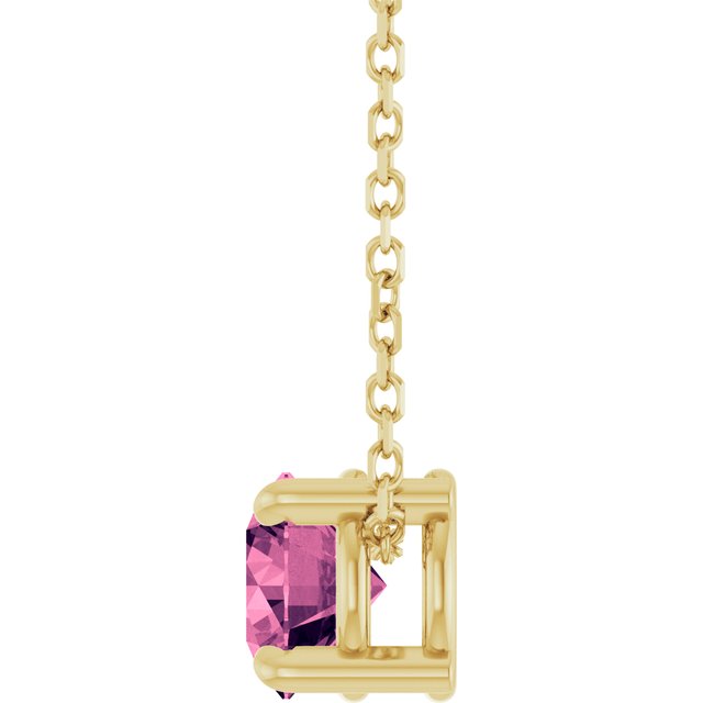 14K Yellow Natural Pink Tourmaline 5.5 mm Necklace - Elegant Slide Design