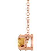 14K Rose 5.5 mm Natural Citrine 16-18" Necklace