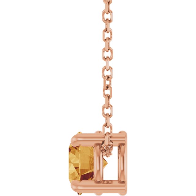 14K Rose 5.5 mm Natural Citrine 16-18" Necklace