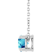 Sterling Silver 5.5 mm Natural Blue Zircon 16-18" Necklace