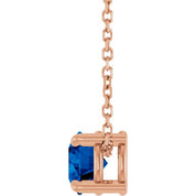 14K Rose 5.5 mm Lab-Grown Blue Sapphire 16-18" Necklace
