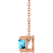 14K Rose 5.5 mm Natural Aquamarine 16-18" Necklace