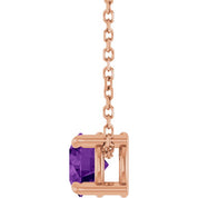 14K Rose 5.5 mm Natural Amethyst 16-18" Necklace