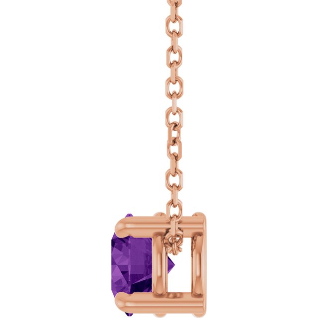 14K Rose 5.5 mm Natural Amethyst 16-18" Necklace