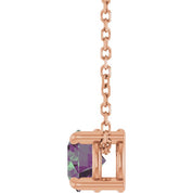 14K Rose 5.5 mm Lab-Grown Alexandrite 16-18" Necklace
