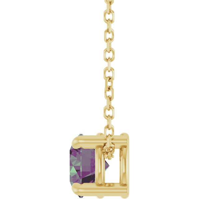 14K Yellow 5.5 mm Lab-Grown Alexandrite 16-18" Necklace
