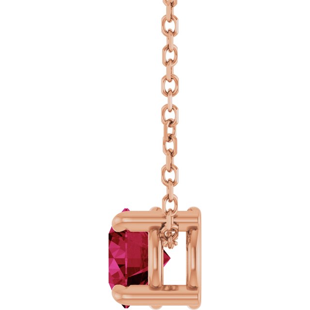 14K Rose 5.5 mm Lab-Grown Ruby 16-18" Necklace