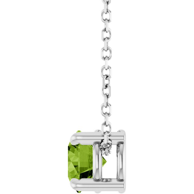Platinum 5.5 mm Natural Peridot 16-18" Necklace
