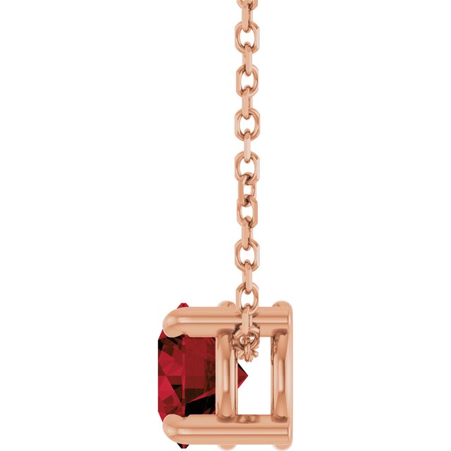 14K Rose 5.5 mm Natural Mozambique Garnet 16-18" Necklace