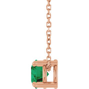 14K Rose 5.5 mm Natural Emerald 16-18" Necklace