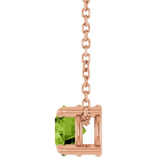 14K Rose 5.5 mm Natural Peridot 16-18" Necklace