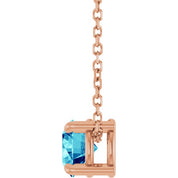 14K Rose 5.5 mm Natural Blue Zircon 16-18" Necklace