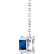Platinum 5.5 mm Lab-Grown Blue Sapphire 16-18" Necklace