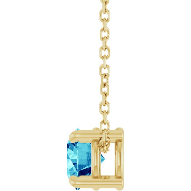 14K Yellow 5.5 mm Natural Blue Zircon 16-18" Necklace