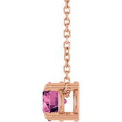 14K Rose 5.5 mm Natural Pink Tourmaline 16-18" Necklace