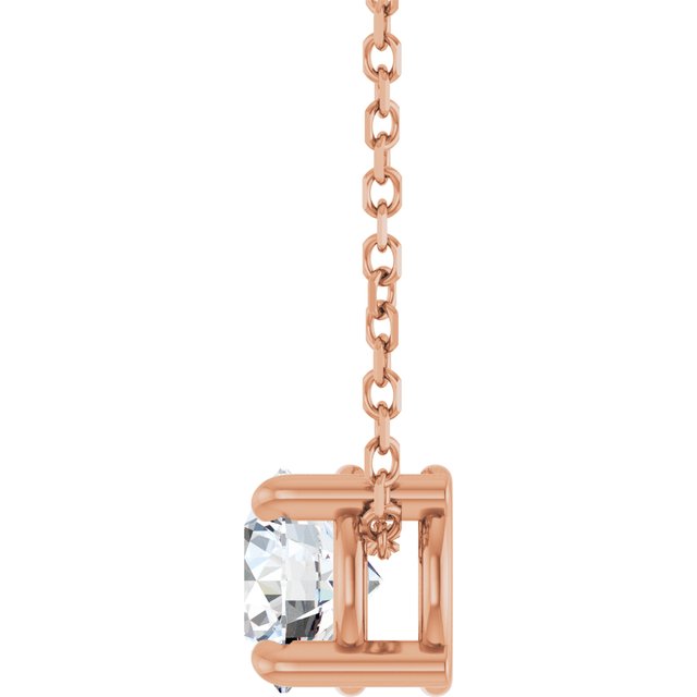 14K Rose 5.5 mm Natural White Sapphire 16-18" Necklace