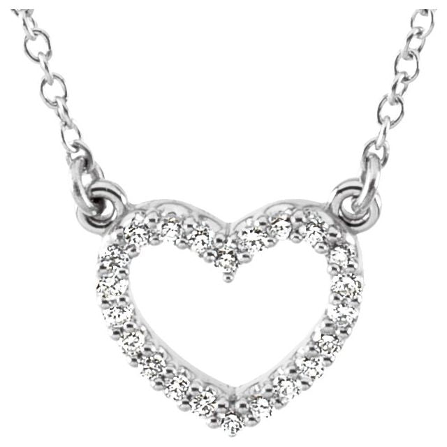 Platinum 1/8 CTW Natural Diamond Heart 16" Necklace