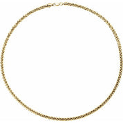 14K Yellow 3.25 mm Hollow Palma Wheat 20" Chain