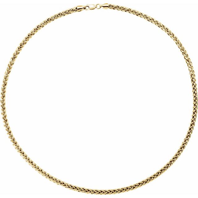 14K Yellow 3.25 mm Hollow Palma Wheat 20" Chain