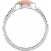 Platinum Natural Pink Coral & .03 CTW Natural Diamond Ring