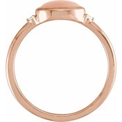 14K Rose Natural Pink Coral & .03 CTW Natural Diamond Ring