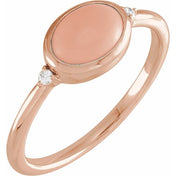 14K Rose Natural Pink Coral & .03 CTW Natural Diamond Ring