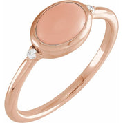 14K Rose Natural Pink Coral & .03 CTW Natural Diamond Ring