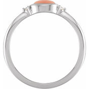 Sterling Silver Natural Pink Coral & .03 CTW Natural Diamond Ring
