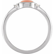 Sterling Silver Natural Pink Coral & .03 CTW Natural Diamond Ring