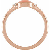 14K Rose Natural Pink Coral & .03 CTW Natural Diamond Ring