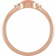 14K Rose Natural Pink Coral & .03 CTW Natural Diamond Ring