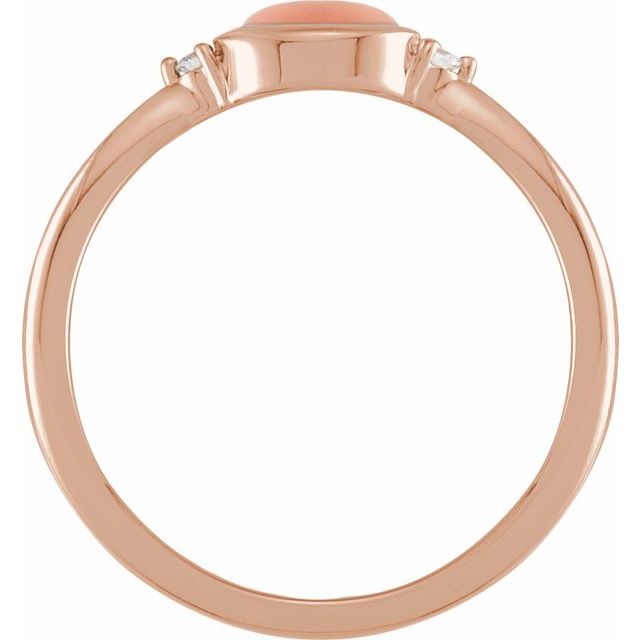 14K Rose Natural Pink Coral & .03 CTW Natural Diamond Ring