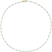 14K Yellow 2 mm Adjustable Turquoise Enamel Bead 19-20" Chain