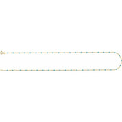 14K Yellow 2 mm Adjustable Turquoise Enamel Bead 19-20" Chain