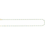 14K Yellow 2 mm Adjustable Turquoise Enamel Bead 9-10" Chain